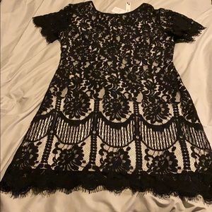 Helyo Mslg Black lace overlay dress NWT
